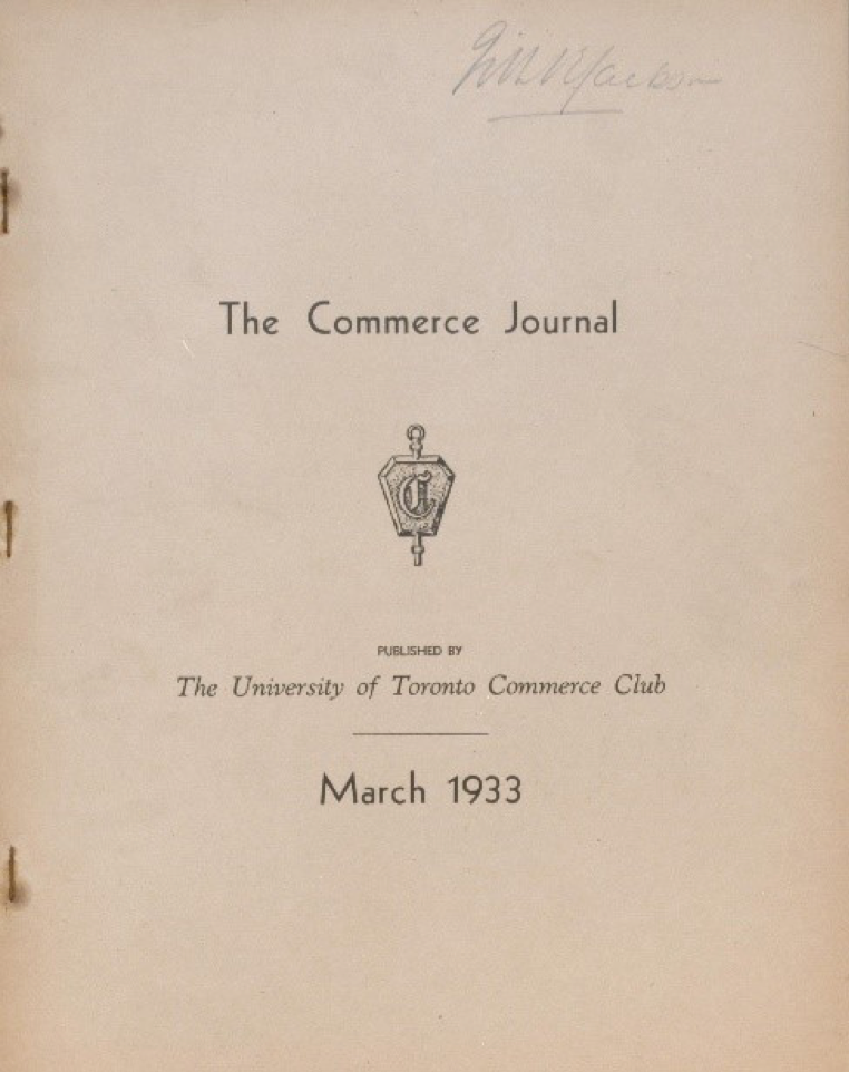 The Commerce Journal Published by The University of Toronto Commerce Club March 1933