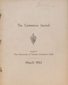 The Commerce Journal Published by The University of Toronto Commerce Club March 1933